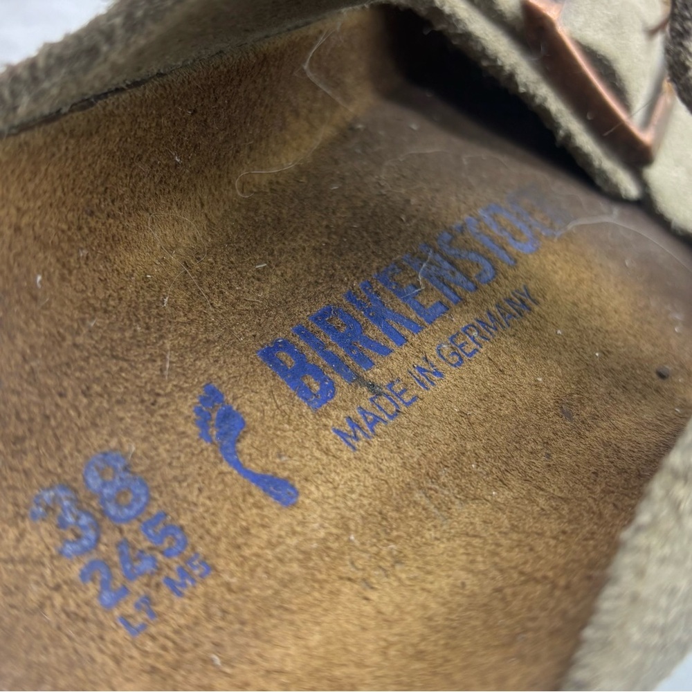 Birkenstock Arizona Two Strap Sandal Beige Suede Unisex Women’s 7 Mens 5 EU38 - Picture 8 of 9